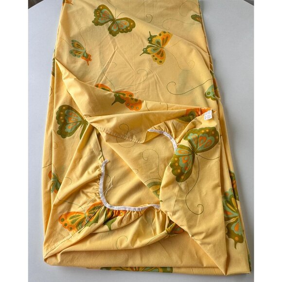 Vintage 70s bedsheet set top and fitted, Martex Hanae Mori design, twin size bed - Picture 4 of 10
